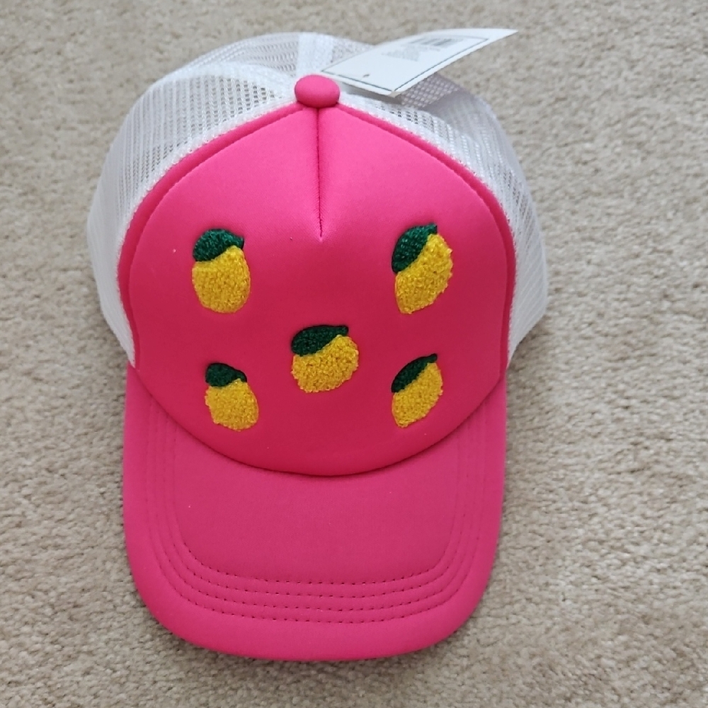 Pink Cap with Lemon Embroidery